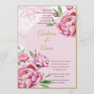Blush Pink Peony Watercolor Wedding Invitation