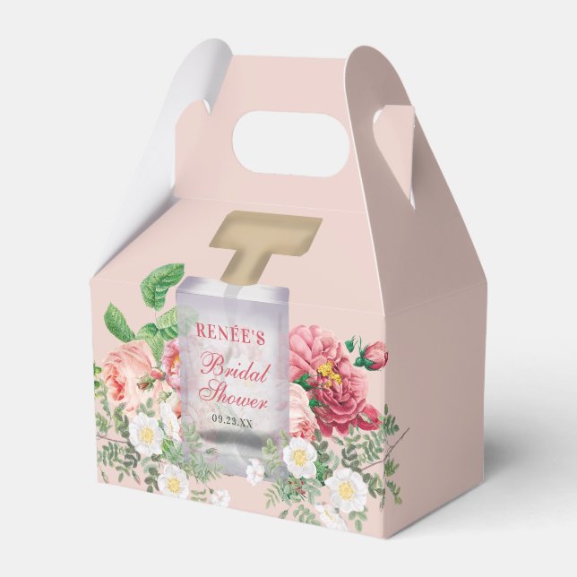 Blush Pink Perfume Bottle Floral Bridal Shower  Favor Box (Front Side)