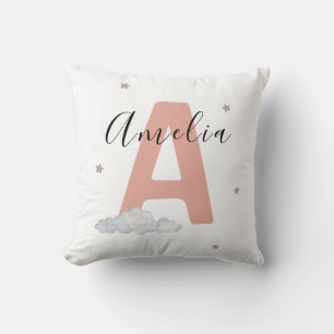 Blush Pink Personalized Baby Name Pillow Custom