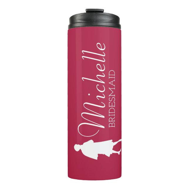 Blush Pink Personalized Bridesmaid  Thermal Tumble Thermal Tumbler (Front)