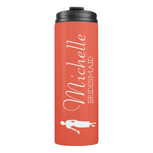 Blush Pink Personalized Bridesmaid  Thermal Tumble Tumbler