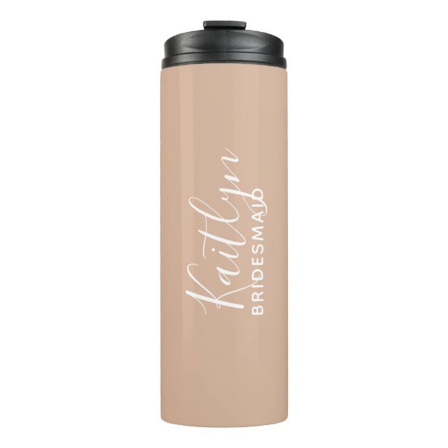 Blush Pink Personalized Bridesmaid   Thermal Tumbler (Front)