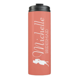 Blush Pink Personalized Bridesmaid  Thermal Tumbler