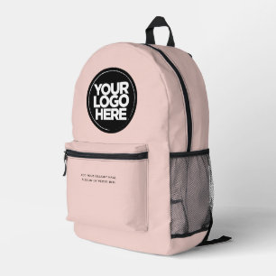 Blush Pink   Personalized Corporate Logo and Text Printed Backpack