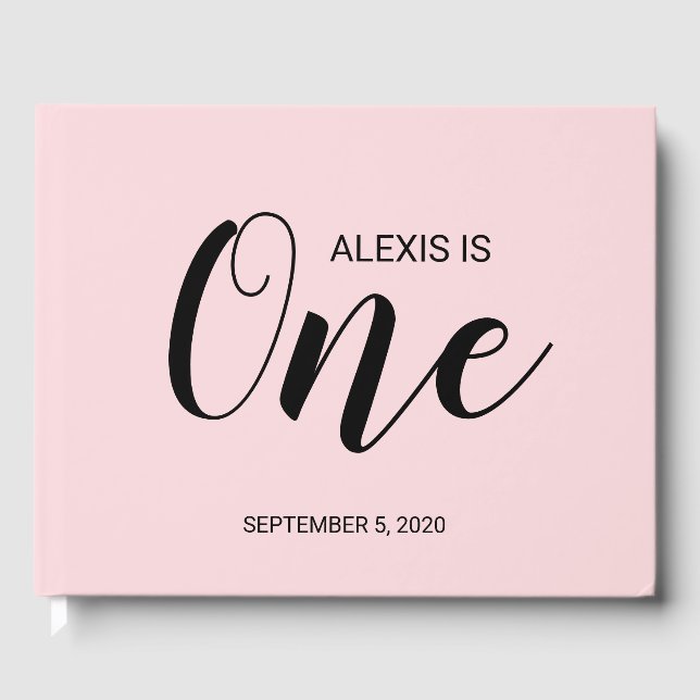Blush Pink Personalized First Birthday Guestbook (Front)