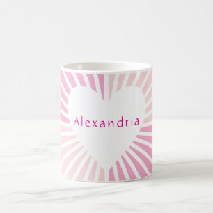 Blush pink personalized heart coffee mug