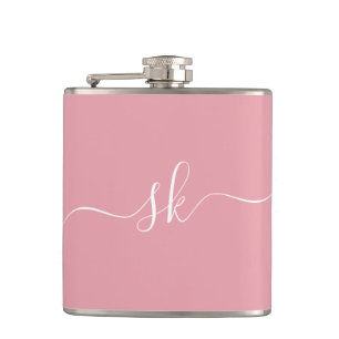 Blush Pink Personalized Monogram Bachelorette  Hip Flask