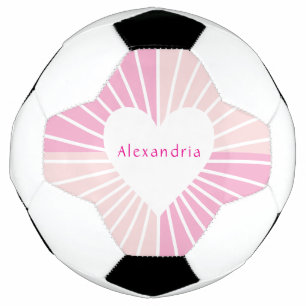 Blush pink personalized name heart soccer ball