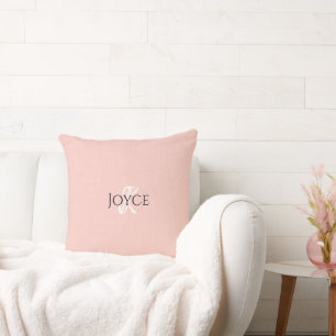 Blush Pink Personalized Name Monogram Throw Pillow