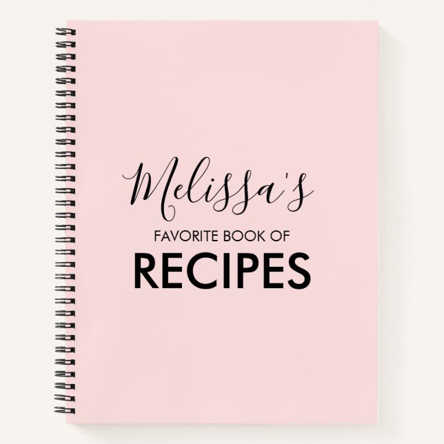 Blush Pink Personalized Recipe Book (Front)