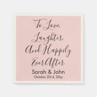 Blush Pink Personalized Script Wedding Reception 