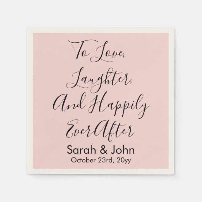 Blush Pink Personalized Script Wedding Reception  Napkin (Front)