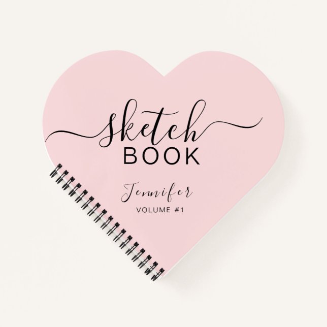Blush Pink Personalized Sketchbook Your Name Notebook (Front)