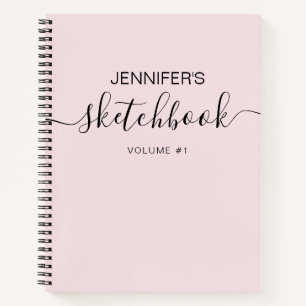 Blush Pink Personalized Sketchbook Your Name Notebook