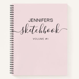 Blush Pink Personalized Sketchbook Your Name Notebook