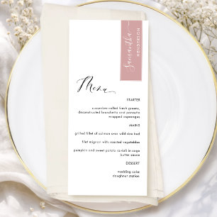 Blush Pink Personalized with Guest Name Elegant Menu