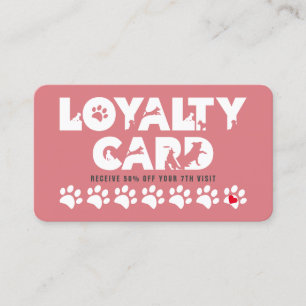 Blush Pink Pet Grooming  Loyalty Card