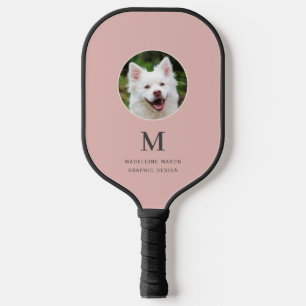 Blush Pink Pet Photo Personalized Pickleball Paddle