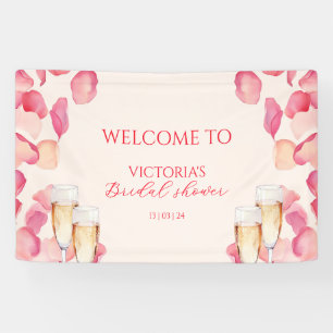 Blush Pink Petals & Prosecco Bridal Shower Welcome Banner