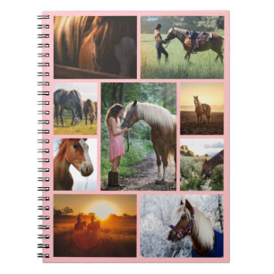 Blush Pink Photo Collage Horse Girl Custom Notebook