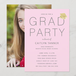 Blush Pink Photo Graduation Party Invitation