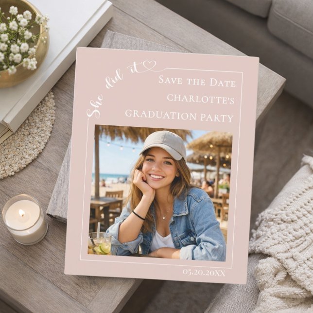 Blush Pink Photo Graduation Save the Date Flyer (Creator Uploaded)