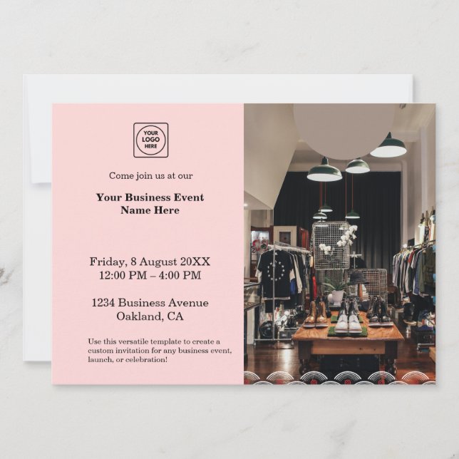 Blush Pink Photo | Modern Simple Business Event Invitation (Front)