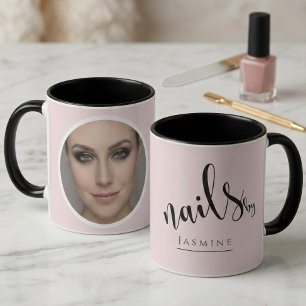 Blush Pink Photo Nail Stylist Elegant Coffee  Mug