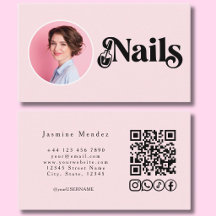 Blush Pink Photo Nails QR Code Social Icons 