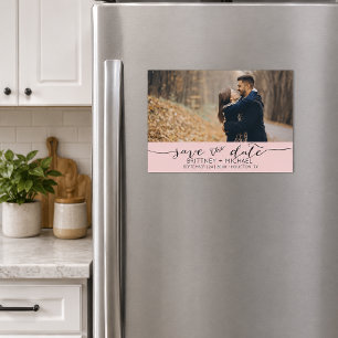 Blush Pink Photo Save the Date Magnetic Invitation
