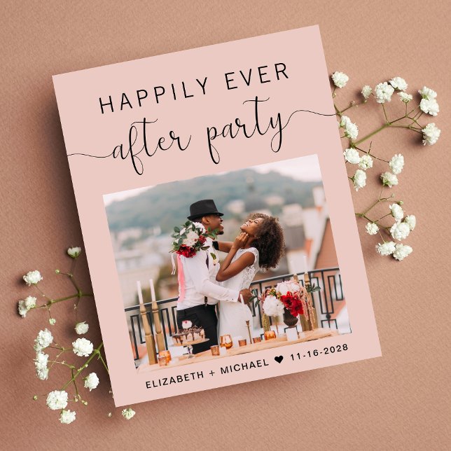 Blush Pink Photo Wedding Reception Invitation (Creator Uploaded)