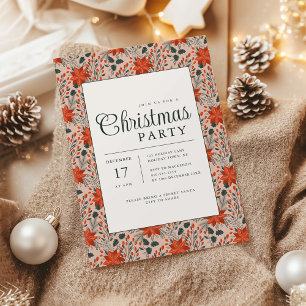 Blush Pink Poinsettia Christmas Party Invitation