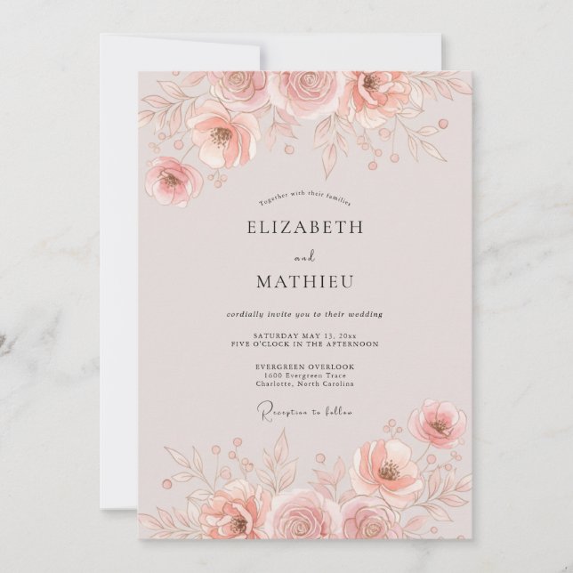 Blush Pink Polished Spring Wedding Invitation (Front)