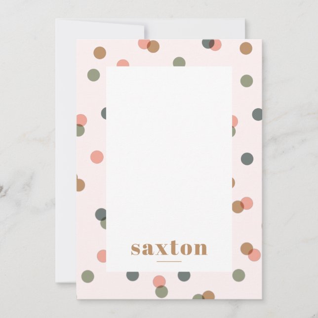 Blush Pink Polk a dot Confetti Personalized Name Card (Front)