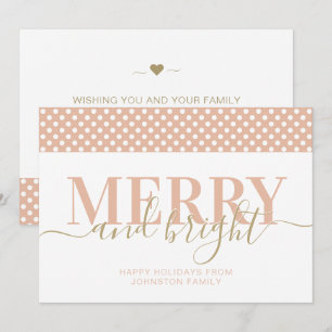 Blush pink polka dot pattern Christmas Holiday Card