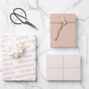 Blush pink polka dot pattern Merry Christmas Wrapping Paper Sheet