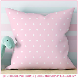Blush Pink Polka Dot Pattern Nursery Throw Pillow