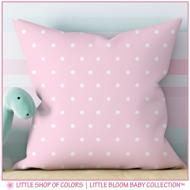 Blush Pink Polka Dot Pattern Nursery Throw Pillow (Creator Uploaded)