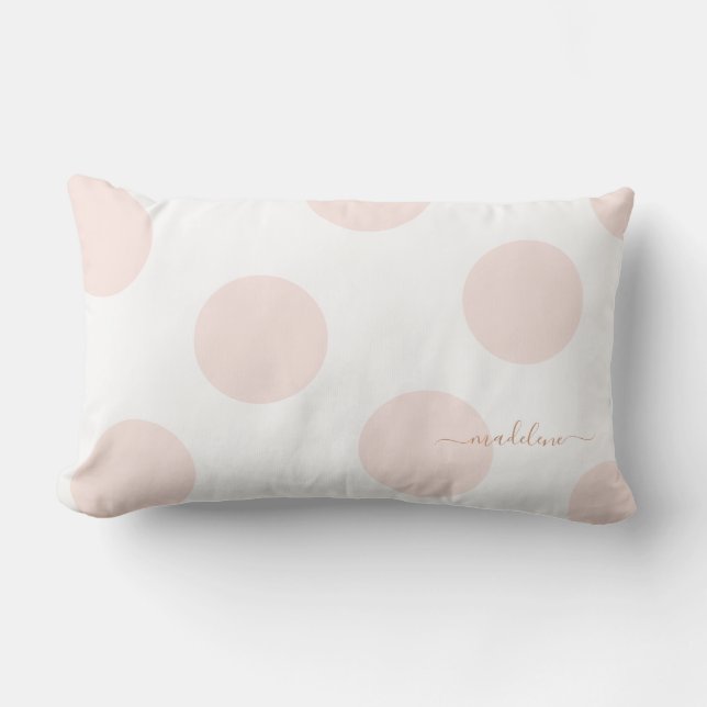 Blush Pink Polka Dot Personalized Pillow (Front)