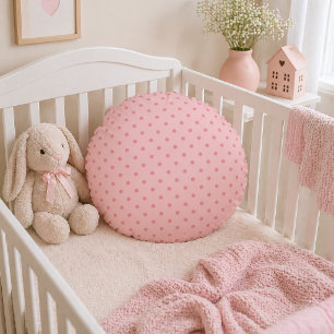 Blush Pink Polka Dot Sweetheart Round Pillow
