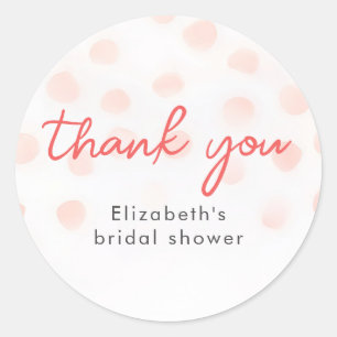 Blush Pink Polka Dots Minimalist Cute Thank You Classic Round Sticker