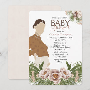 Blush Pink Pregnant Mom Baby Shower Invitation