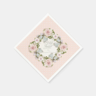 Blush Pink Pretty White Sage Floral Bridal Shower  Napkin