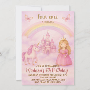 Blush Pink Princess Birthday Invitation