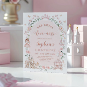 Blush Pink Princess Fairytale Girl 5th Birthday Invitation