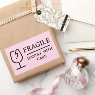 Blush Pink Professional Fragile Handle With Care Sticker