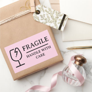 Blush Pink Professional Fragile Handle With Care Sticker