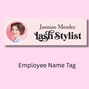 Blush Pink Professional Lash Tech Photo  Name Tag