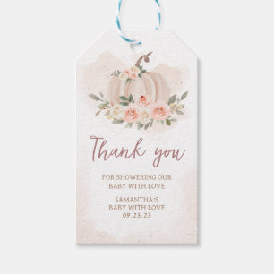Blush Pink Pumpkin Baby Shower Favour Tags