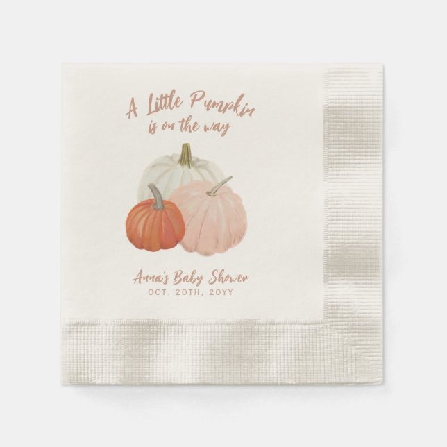 Blush Pink Pumpkin Baby Shower Napkins (Front)